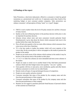Effect of Sales Promotion on the sale of FMCG products | DOCX