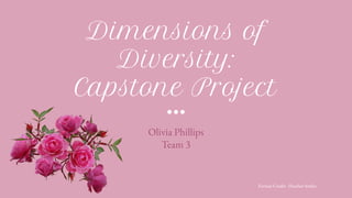 Dimensions of
Diversity:
Capstone Project
Olivia Phillips
Team 3
Format Credit: Heather Smiles
 