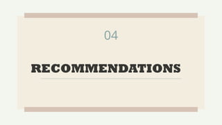 RECOMMENDATIONS
04
 