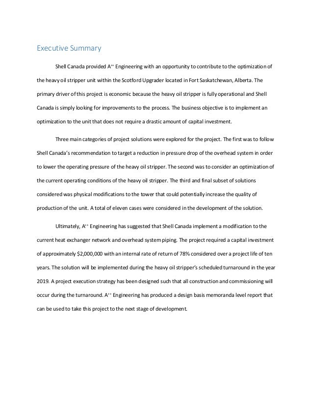 engineering executive summary