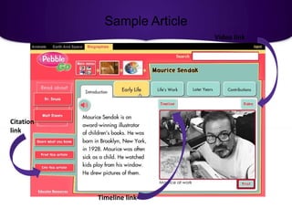 Sample Article
                              Video link




Citation
link




           Timeline link
 