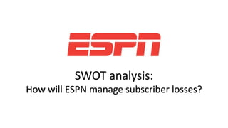SWOT analysis:
How will ESPN manage subscriber losses?
 
