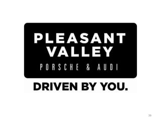 BILLBOARDBudget Allocation: $144,000Channel: routes along Princeton, Conshohocken, and WynnewoodRationale: Like radio, billboard is a medium specific to the road. It is a great way to attract local customers to the dealership.Strategy: Utilize vivid imagery that will inspire target market to drive something new.Success Metric: number of visits to dealership34