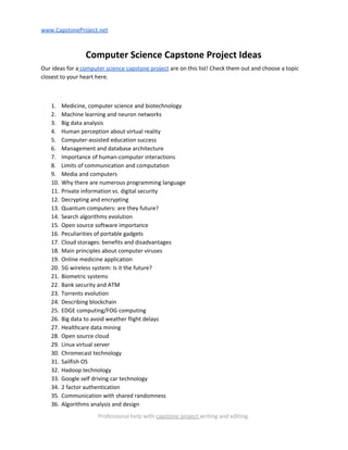 1000+ Free Capstone Project Ideas | Titles | Topics 2019 | PDF