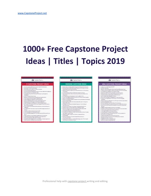 1000+ Free Capstone Project Ideas Titles Topics 2019 PDF