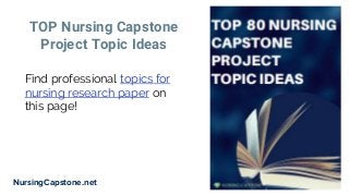 Nursing Capstone Project Ideas 2019 Slide 3