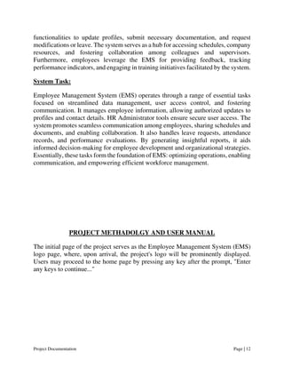 Employee Management System (EMS) Project Documentation | PDF