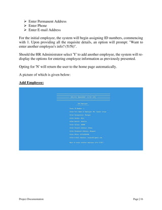 Employee Management System (EMS) Project Documentation | PDF