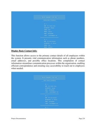 Employee Management System (EMS) Project Documentation | PDF