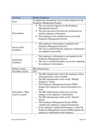 Employee Management System (EMS) Project Documentation | PDF