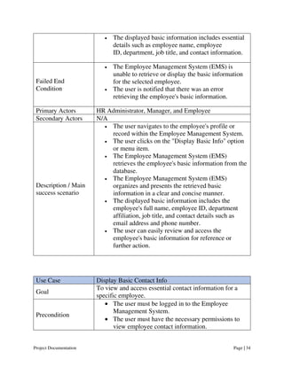 Employee Management System (EMS) Project Documentation | PDF