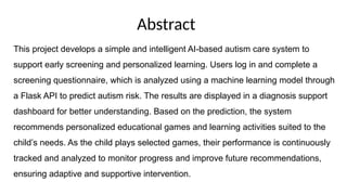 Machine Learning Enabled Autism Screening and Personalized Learning ...