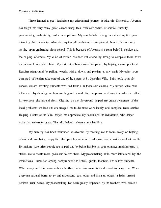 Community service reflection paper cleaning