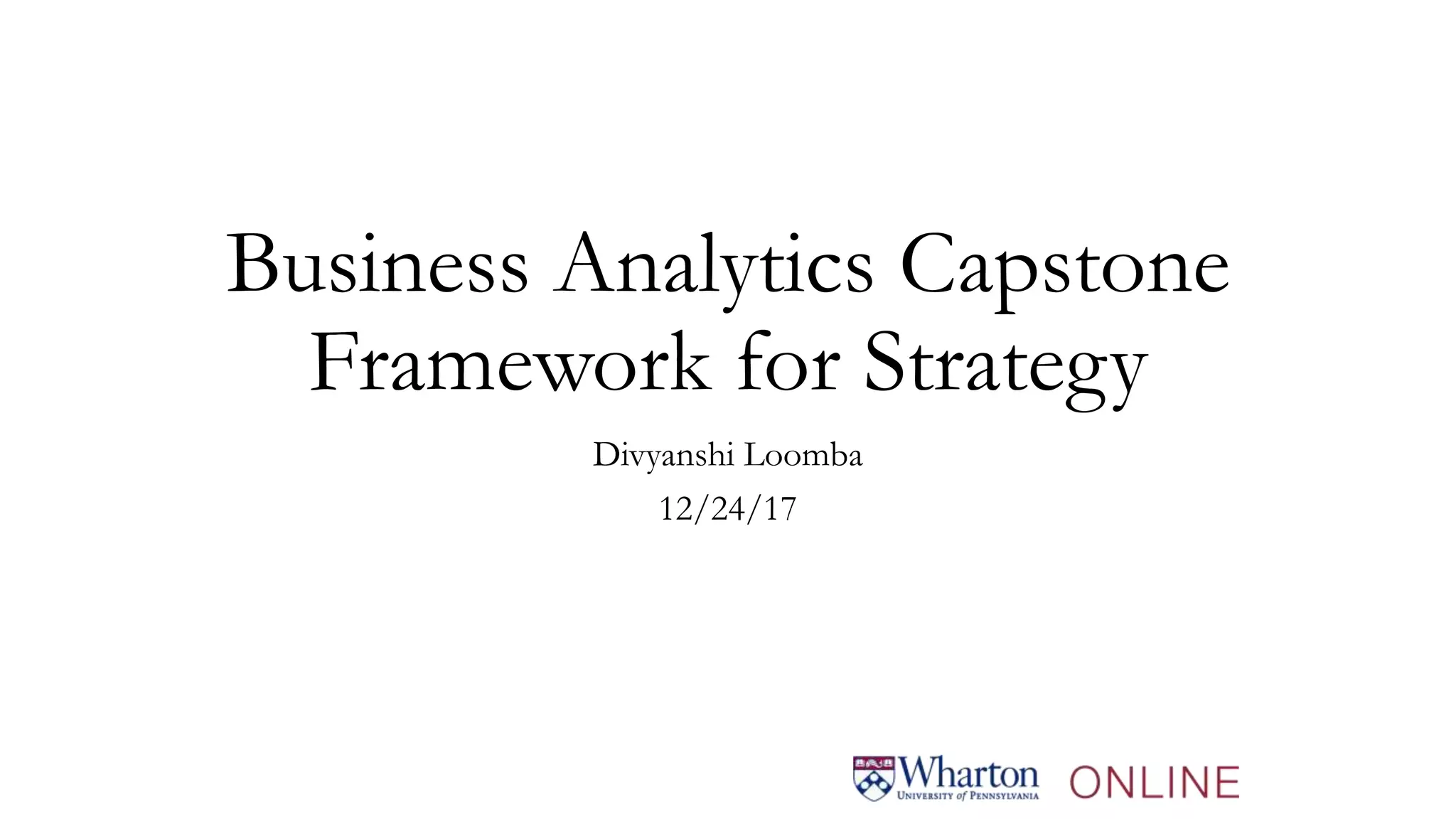 wharton business analytics capstone project