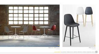 ZONA DE COMEDOR  SALA DE ESTAR  TRABAJO EN CASA  LIBRERÍAS  DORMITORIO  EXTERIOR  ILUMINACIÓN  ACÚSTICA
POLA (taburete)
Crassevig
POLA (silla) & NETT (mesa)
Crassevig
 