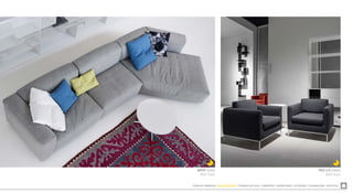 ZONA DE COMEDOR  SALA DE ESTAR  TRABAJO EN CASA  LIBRERÍAS  DORMITORIO  EXTERIOR  ILUMINACIÓN  ACÚSTICA
MATE (sofá)
MDF Italia
PAD 3.0 (sillón)
MDF Italia
 