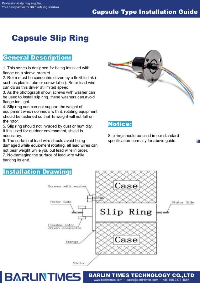 Capsule type slip ring installation guide