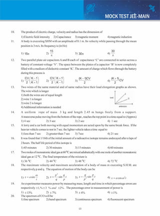 Crash Course For IIT-Main sample paper 2016