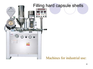 28
Machines for industrial use:
Filling hard capsule shells
 