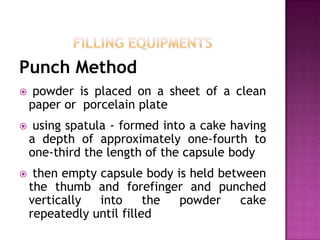 Preparing Capsules Using Punch Method Capsules ppt by sameera | PPTX