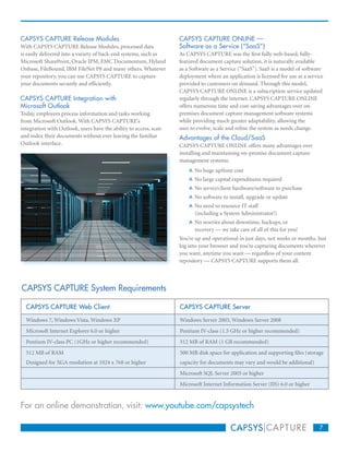 CAPSYS CAPTURE Company and Product Brochure | PDF