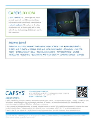 CAPSYS CAPTURE Company and Product Brochure | PDF
