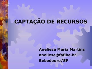 CAPTAÇÃO DE RECURSOS Aneliese Maria Martins [email_address] Bebedouro/SP 