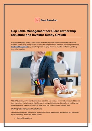 Cap Table Example.pdf Cap Table Management for Clear Ownership Structure and Investor Ready ...
