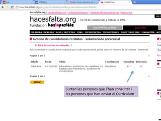 Surten les persones que l’han consultat i
les persones que han enviat el Currículum
 