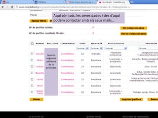 Aquí són tots, les seves dades i des d’aquí
       podem contactar amb els seus mails…




 tapo els
cognoms
pel tema
   de la
privacitat
 