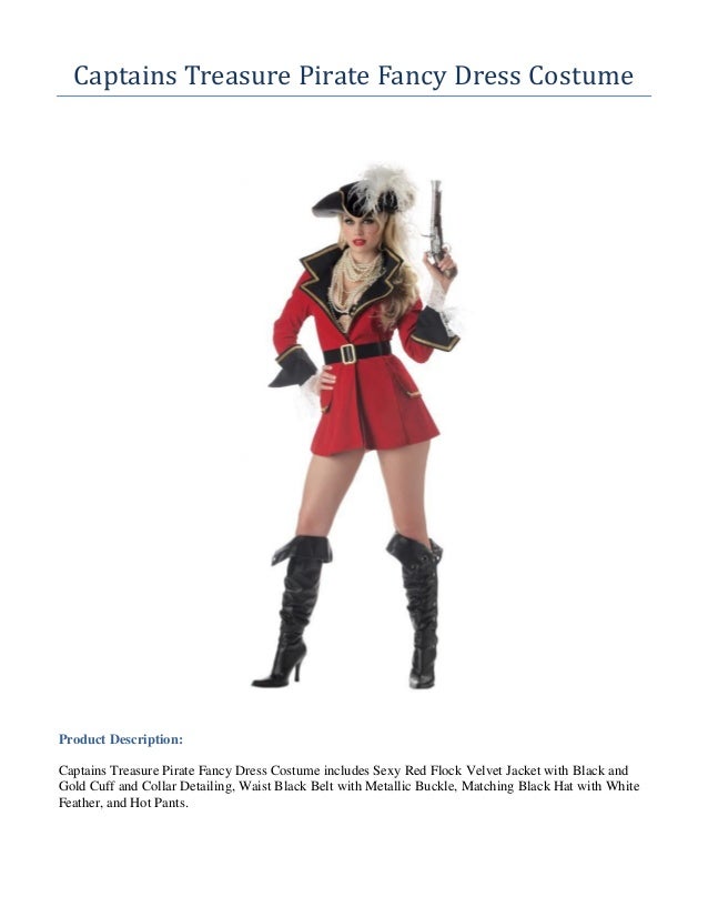 Captains treasure pirate fancy dress costume