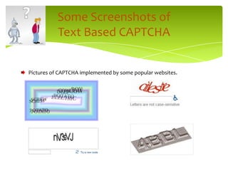 Gimpy-r, Google CAPTCHAGraphics Based CAPTCHABongoAudio Based CAPTCHATypes of CAPTCHA
