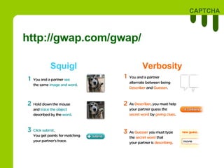 http://gwap.com/gwap/ Squigl   Verbosity 