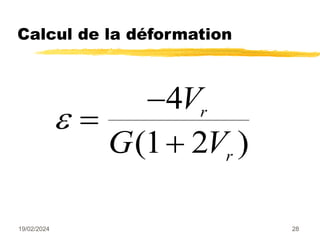 19/02/2024 28
Calcul de la déformation
 


4
1 2
V
G V
r
r
( )
 