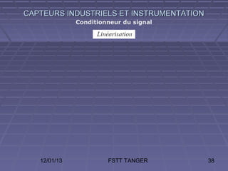 CAPTEURS INDUSTRIELS ET INSTRUMENTATION
              Conditionneur du signal




   12/01/13            FSTT TANGER        38
 