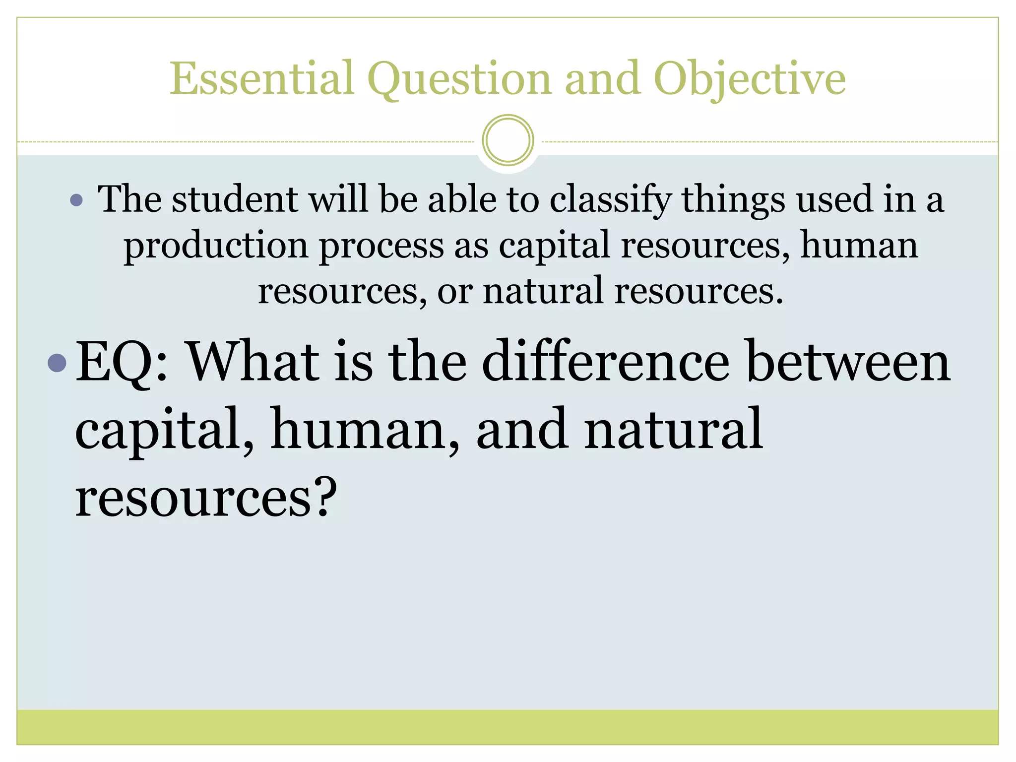 Captial, human, and natural resources PPT