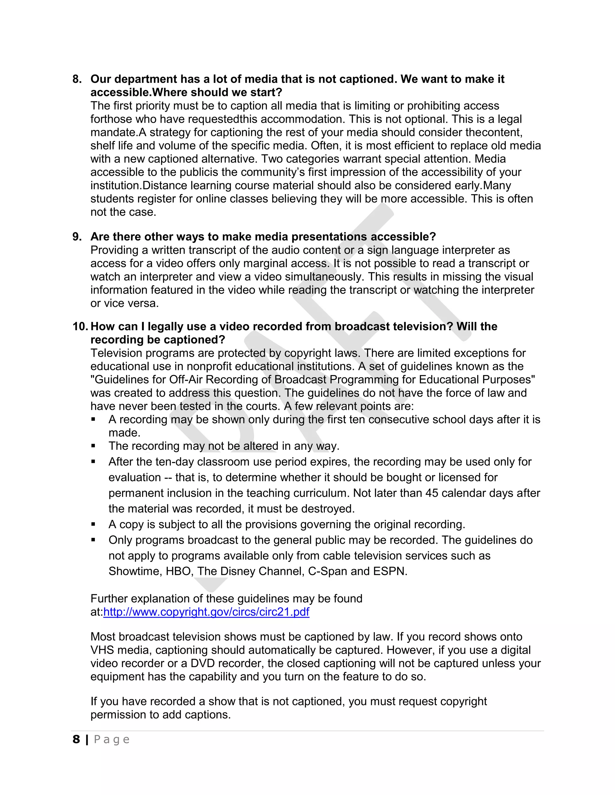 Equipment to view captions