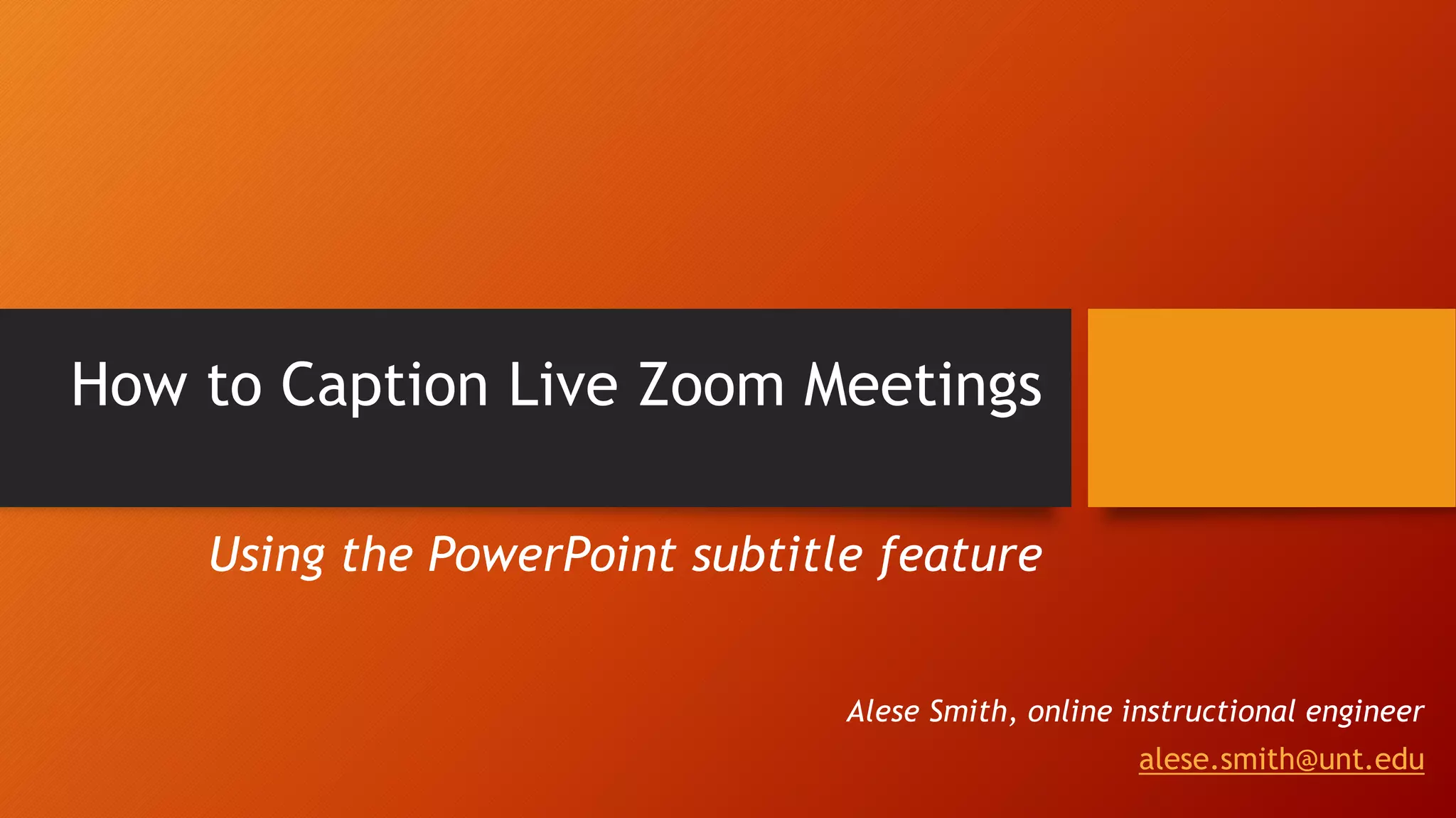 Captioning Zoom meetings using the PowerPoint subtitles feature for ...