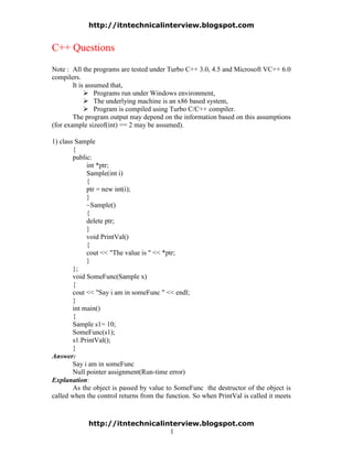 C++aptitude questions and answers | PDF | Programming Languages | Computing