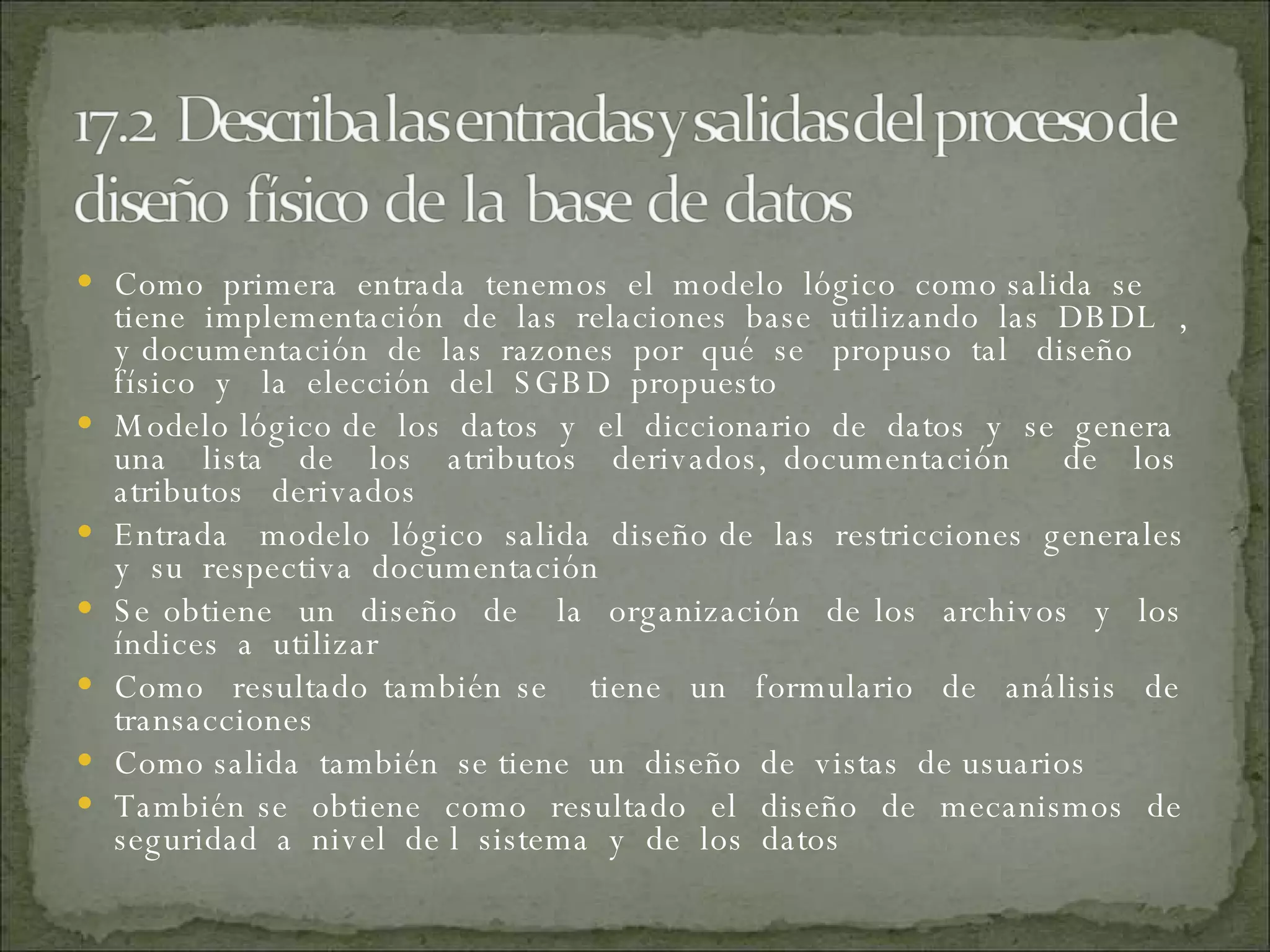 diseño fisico de base de datos | PPT