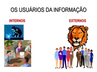 AULA 6
OS USUÁRIOS DA INFORMAÇÃO
INTERNOS EXTERNOS
 