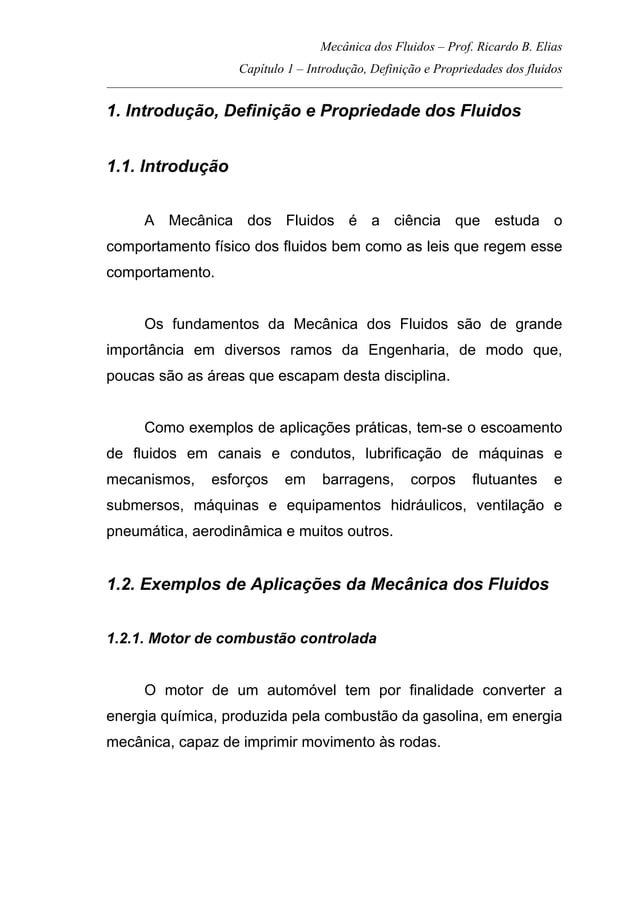 Capítulo 1 introdução, conceitos fundamentais e definição de fluido PDF