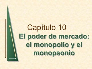 Capítulo 10 
El poder de mercado: 
el monopolio y el 
monopsonio 
 