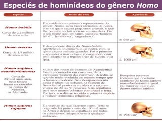 Especiés de hominídeos do gênero Homo
 
