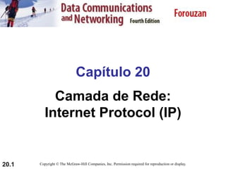 20.1
Capítulo 20
Camada de Rede:
Internet Protocol (IP)
Copyright © The McGraw-Hill Companies, Inc. Permission required for reproduction or display.
 