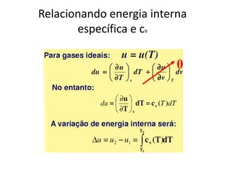Relacionando energia interna
       específica e cv
 