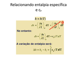 Relacionando entalpia específica
             e cp
 