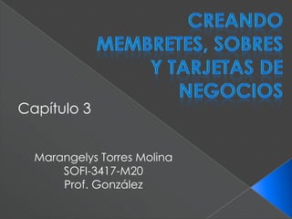Capítulo 3


  Marangelys Torres Molina
      SOFI-3417-M20
      Prof. González
 
