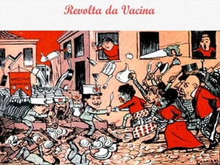 Foi um levante que tinha embasamento em questões sociais, composto por
integrantes das subdivisões da Marinha, em 1910. No movimento houve a rebelião
de 2400 marinheiros contra a aplicação de castigos físicos, provocados em
represália a faltas que os marinheiros cometessem. No motim, foram mortos
pessoas que traíram o movimento e alguns oficiais da marinha e houve tomada da
embarcação com intensão de bombardear a cidade.
Objetivos:
O objetivo da Revolta da Chibata era a extinção dos castigos físicos sofridos
pelos marinheiros, o fim do aprisionamento em celas isoladas, uma alimentação
mais digna e saudável e que fosse colocada em prática o reajuste salarial de seus
honorários ( já votadas em congresso). Dentre os objetivos citados, o de maior
necessidade e de urgência era a abolição dos castigos sofridos, os quais serviam,
segundo os oficiais, de exemplo para os demais marinheiros, sendo obrigados a
assisti-los.
Causas:
 insatisfação com punições físicas;
 insatisfação com alimentação;
 reivindicavam melhores salários;
 isolamento em celas como consequência de uma punição;
A Revolta contra a chibata
 