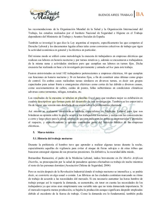 Trabajo Nocturno Y Por Turnos En Empresas Electricas Del Conurbano Bo